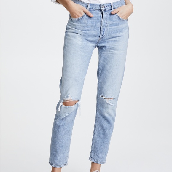 Citizens of Humanity 27” Liya High Rise Classic Fit Crop Button Fly Torn Jeans - Picture 14 of 14